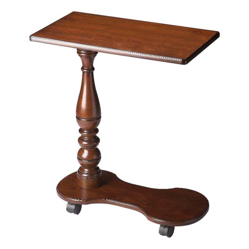 Beaumont Lane Traditional Wood Mobile Tray Table in Cherry Dark Brown