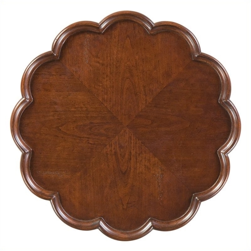 Beaumont Lane Wood Cherry Pedestal Table Round Hand-Carved 26