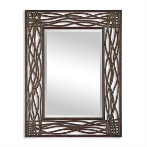 Beaumont Lane Metal Mirror in Distressed Mocha Brown