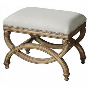 beaumont lane natural linen small bench in antiqued almond
