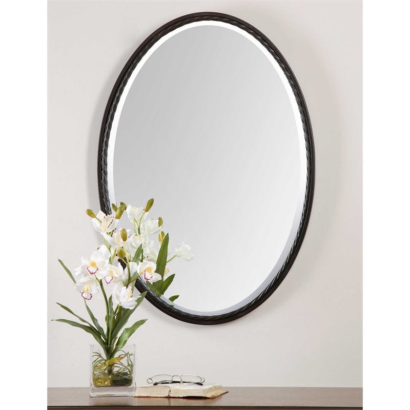 Beaumont Lane Twisted Rope Metal Oval Wall Mirror in Oil Rubbed Bronze