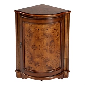 Beaumont Lane Transitional Wood Corner Cabinet in Ash Burl Brown