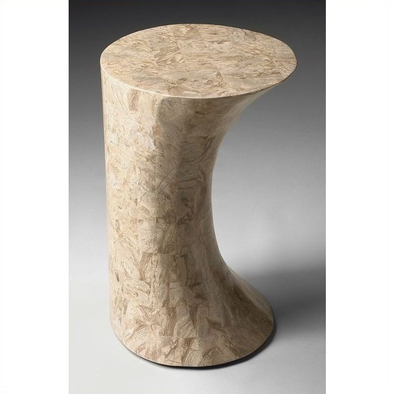 Beaumont Lane Oval Fossil Stone Side Table in Heritage Finish