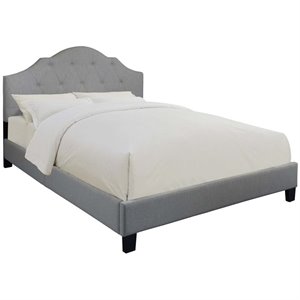 beaumont lane scalloped fabric tufted queen bed in mist
