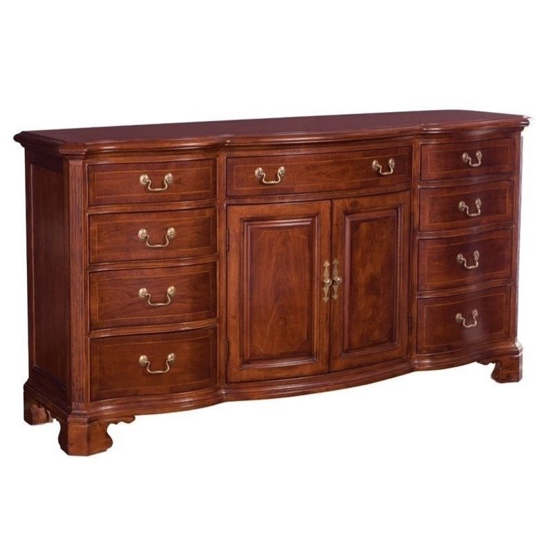 Beaumont Lane 9 Drawer Triple Dresser With Doors In Antique Cherry