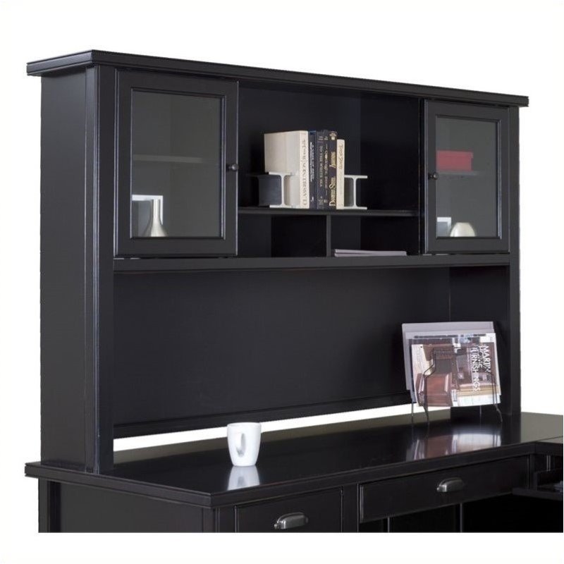 Beaumont Lane Black Hutch with Sliding Glass Doors BL17033