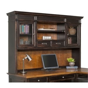 Beaumont Lane Traditional Wood Hutch With Wire Mesh Doors in Black
