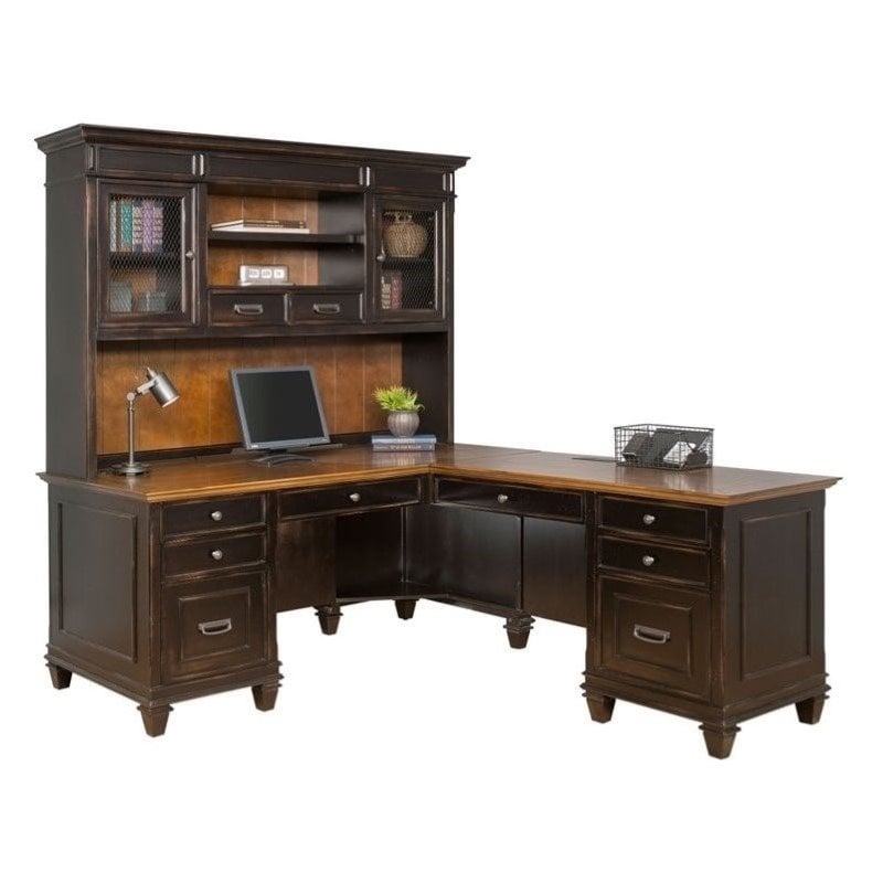 Beaumont Lane Hutch In Two Tone Distressed Black Bl 523125