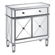 Beaumont Lane 2 Door Mirrored Glass/Marble Chest in Silver/Clear