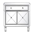 Beaumont Lane 2 Door Mirrored Glass/Marble Chest in Silver/Clear