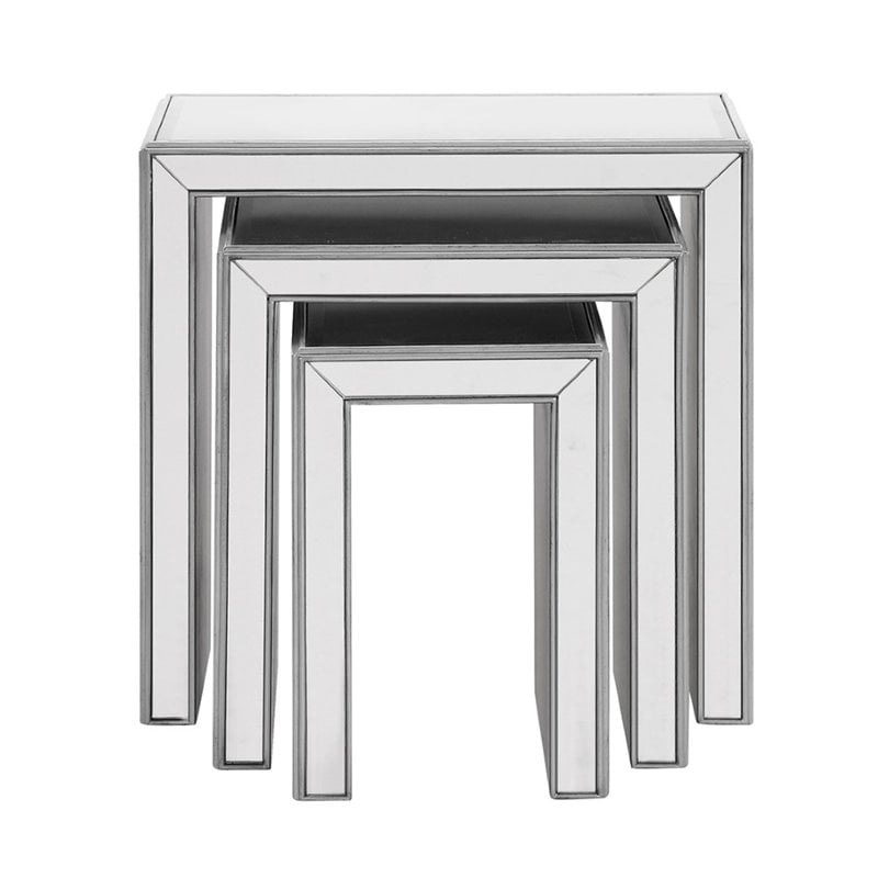 Beaumont Lane Mirrored 3 Piece Nesting Table Set