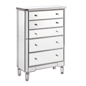 Beaumont Lane Modern 5-Drawer Solid Wood/MDF Chest in Silver
