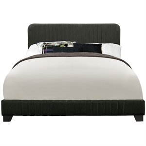 beaumont lane upholstered queen panel bed in dark gray