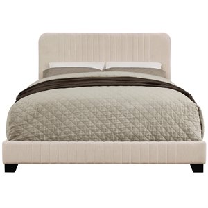 beaumont lane upholstered queen panel bed in beige