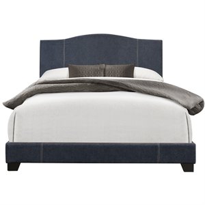 beaumont lane camel back queen upholstered bed in blue