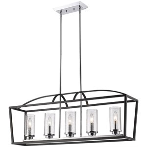 beaumont lane 5 light seeded glass cage island pendant in black