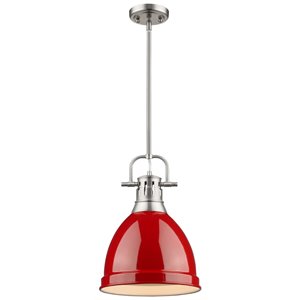 beaumont lane small steel pendant in pewter and red