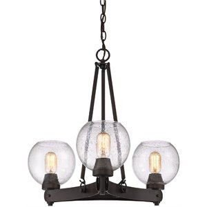 beaumont lane 3 light seeded glass chandelier in rubbed bronze
