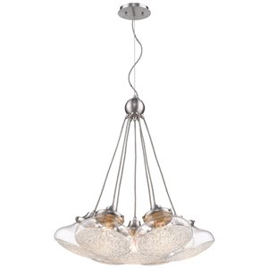 beaumont lane 7 light crystal glass pendant in pewter