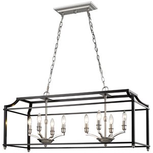 beaumont lane 8 light steel cage island pendant in pewter and black