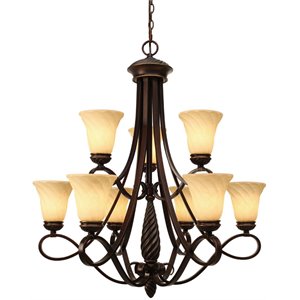 beaumont lane 9 light remolino glass chandelier in cordoban bronze