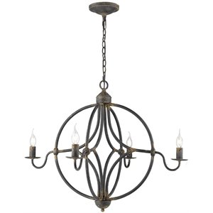 beaumont lane 4 light spherical chandelier in antique black