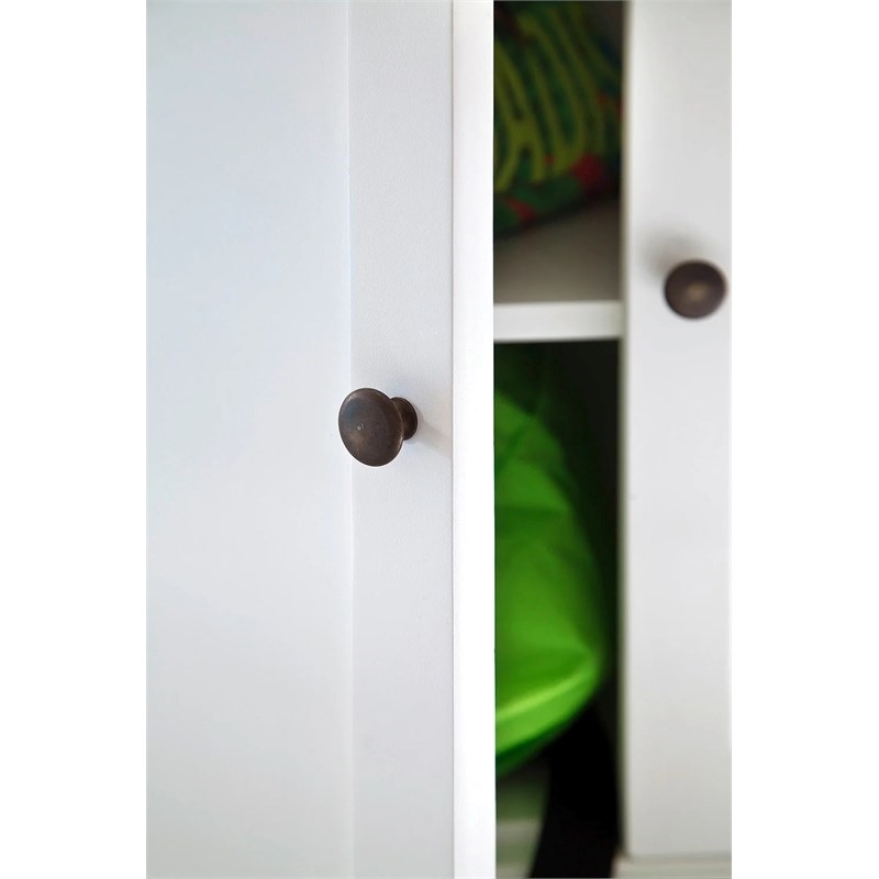 Beaumont Lane Wood Double Bookcase in Pure White/Antique Brass