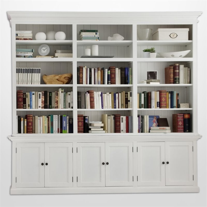 Beaumont Lane Wood Triple Bookcase with 6 Doors Storage in