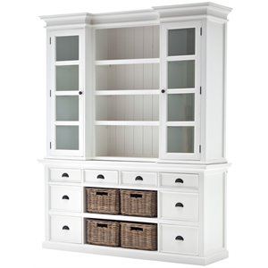 beaumont lane storage cabinet with hutch in pure white
