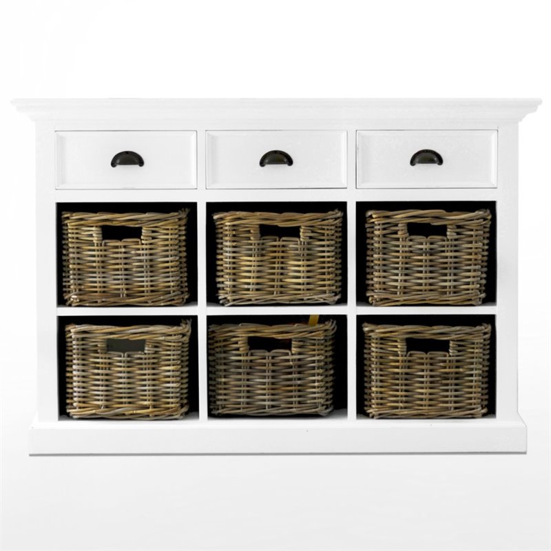 Beaumont Lane Buffet with 6 Baskets in Pure White