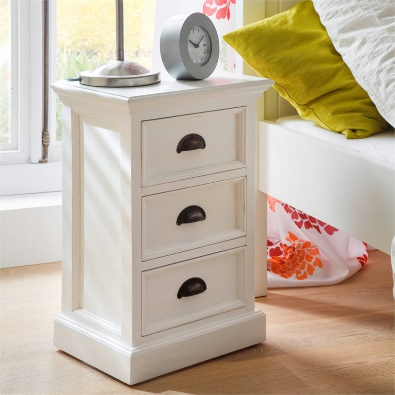 Beaumont Lane Wood 3 Drawer Nightstand/ Bedside in Pure White