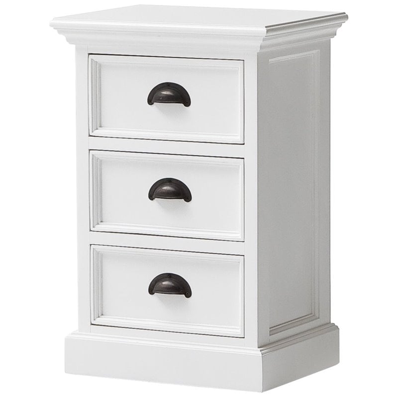 Beaumont Lane Wood 3 Drawer Nightstand/ Bedside in Pure White
