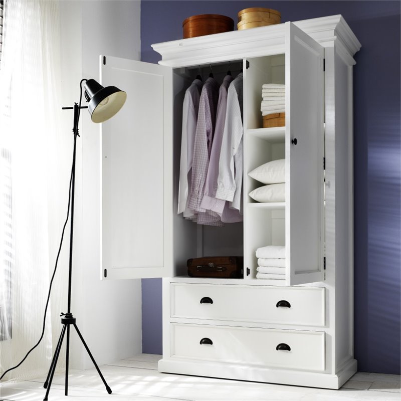 Beaumont Lane Wood Storage Wardrobe With 2 Drawers In Pure White Bl 1849479