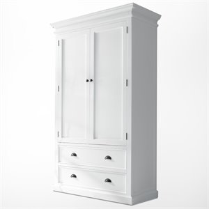 beaumont lane wood storage wardrobe with 2 drawers in pure white