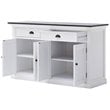 Beaumont Lane Pure White Wood Sideboard Dining Buffet With Black Top - Assembled