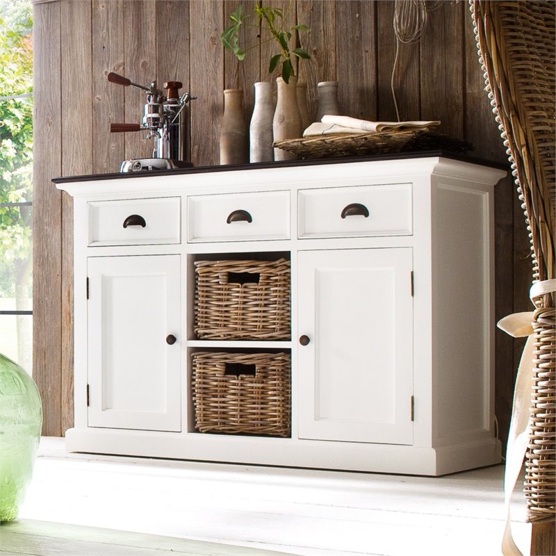Beaumont Lane 2 Basket Buffet in Pure White and Black