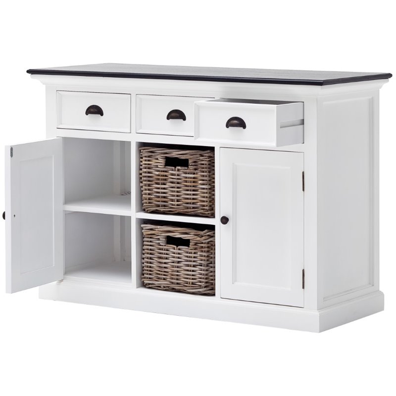 Beaumont Lane 2 Basket Buffet in Pure White and Black