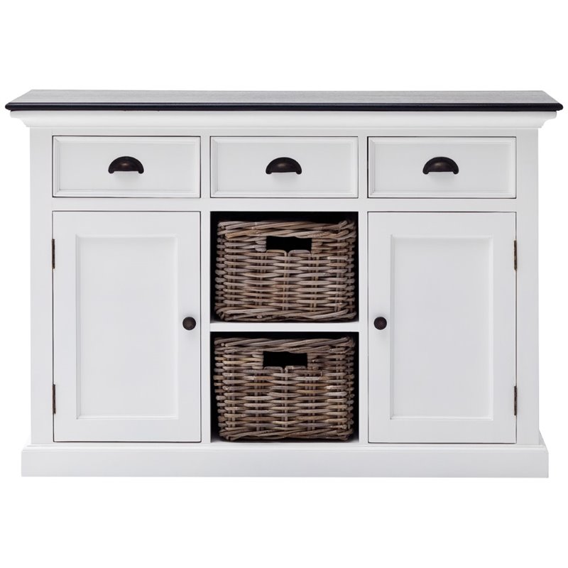 Beaumont Lane 2 Basket Buffet in Pure White and Black