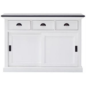 beaumont lane sliding door buffet in pure white and black