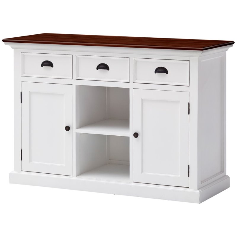 Beaumont Lane 2 Basket Buffet in Pure White and Dark Wood