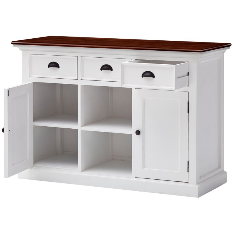 Beaumont Lane 2 Basket Buffet in Pure White and Dark Wood