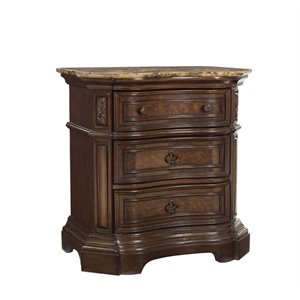 beaumont lane 3 drawer marble top nightstand in cherry
