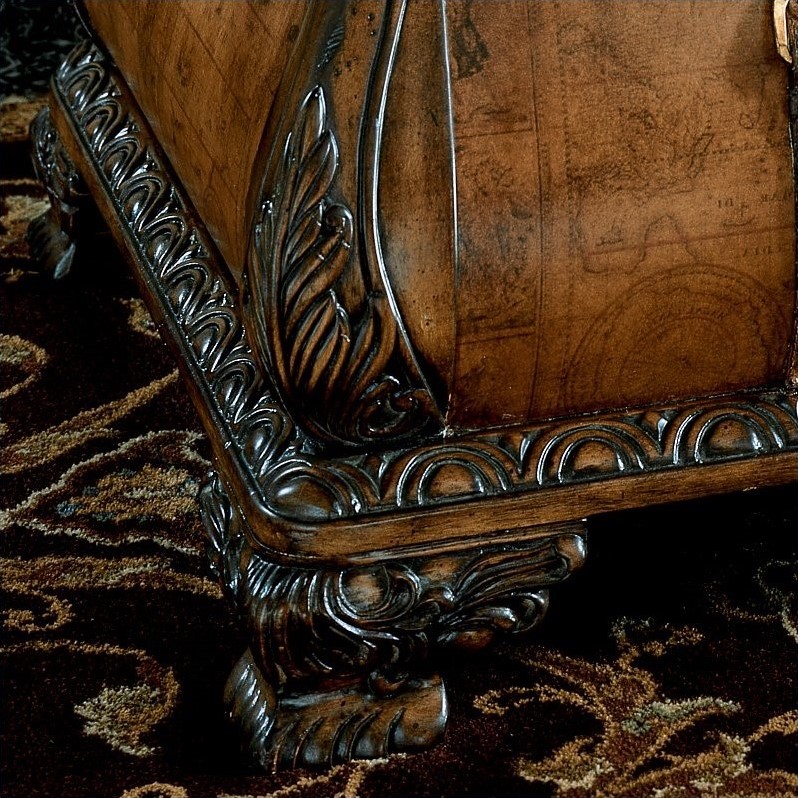 Beaumont Lane Old World Map Trunk Coffee Table in Light Brown