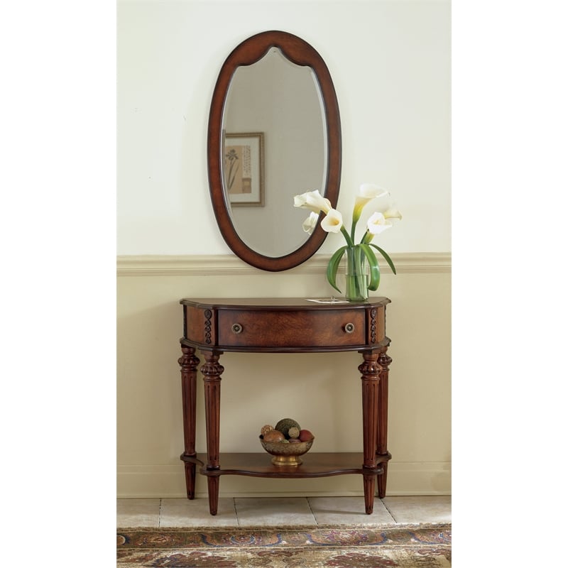 Beaumont Lane Traditional Rubber Wood Console Table in Cherry Brown/Walnut