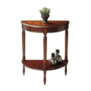 beaumont lane demilune console table in cherry and red