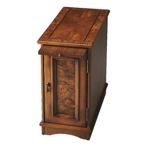 Beaumont Lane Traditional Wood Chairside Chest in Olive Ash Burl/Brown
