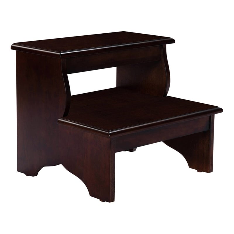 Beaumont Lane Traditional Acacia Wood Step Stool in Cherry Brown