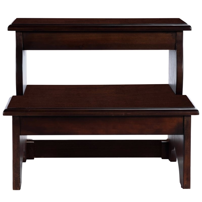 Beaumont Lane Traditional Acacia Wood Step Stool in Cherry Brown