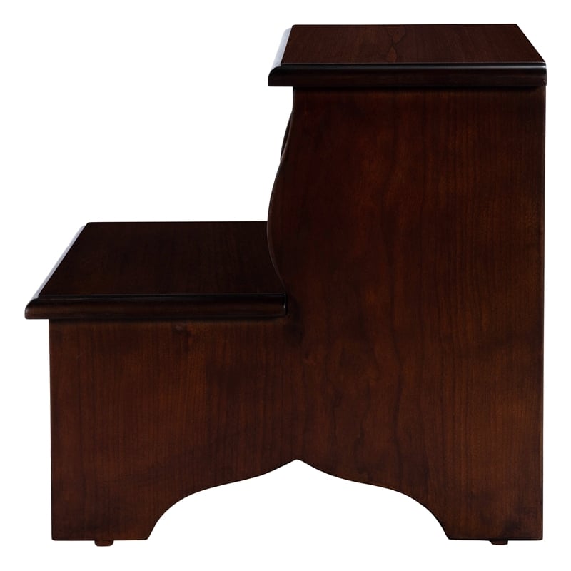 Beaumont Lane Traditional Acacia Wood Step Stool in Cherry Brown