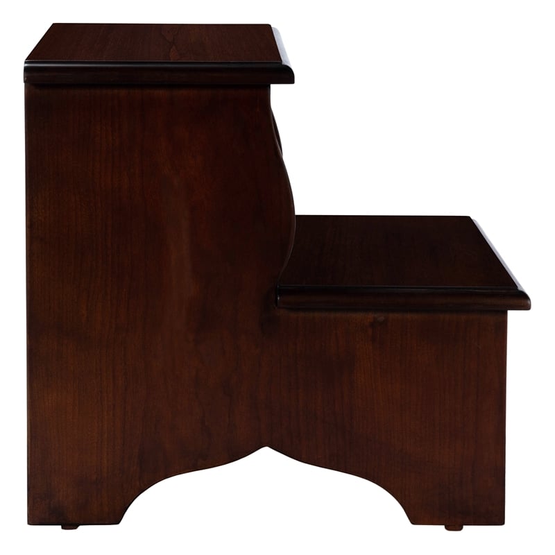 Beaumont Lane Traditional Acacia Wood Step Stool in Cherry Brown